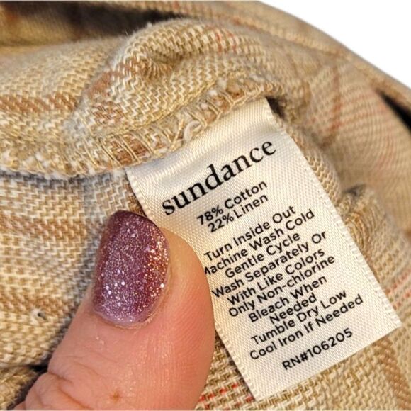 Sundance Women's Light Tan Plaid Trouser Pants Size 8P - Picture 7 of 7